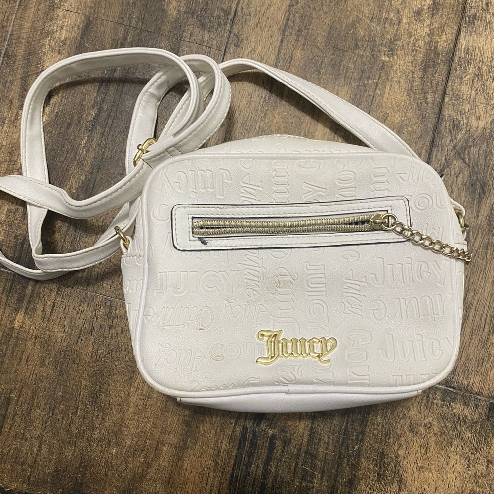 Juicy Couture White Embossed Crossbody Bag Gold Hardware